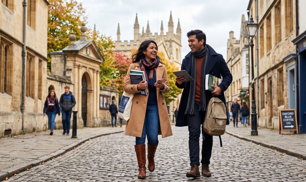 Two Students going to University's Campus for their Masters in Education in UK