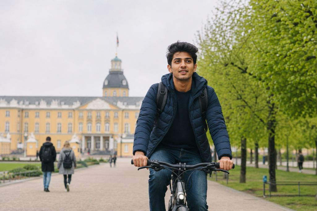 Student enjoying his academic life in Germany, in the campus of Karlsruhe Institute of Technology (KIT)