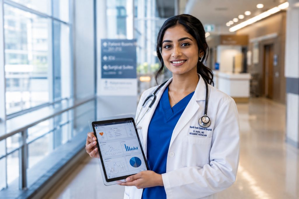 Student practicing her MBBS degree in Canada