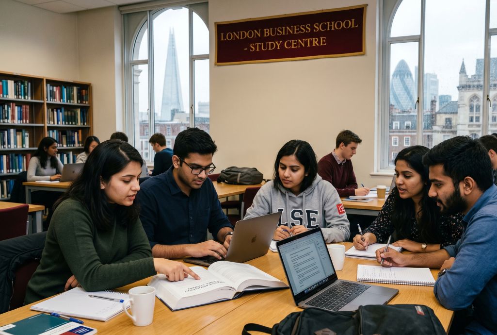 Students studying for the MBA exams in UK