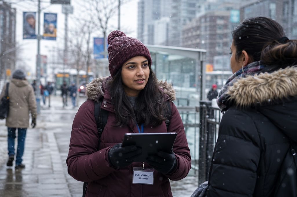 Student completing her assignment for her Masters in Public Health in Canada