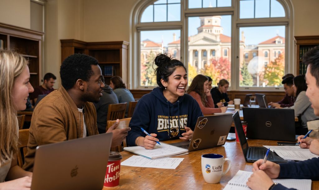 Students enjoying their study time in University of Manitoba's library