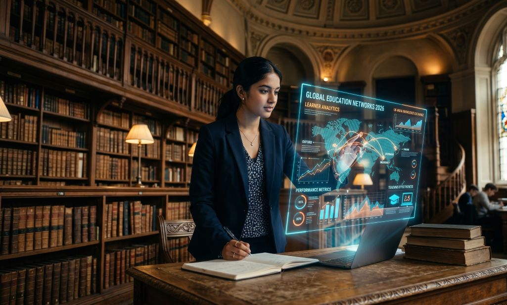 Student studying for exams of her Masters in Education in UK
